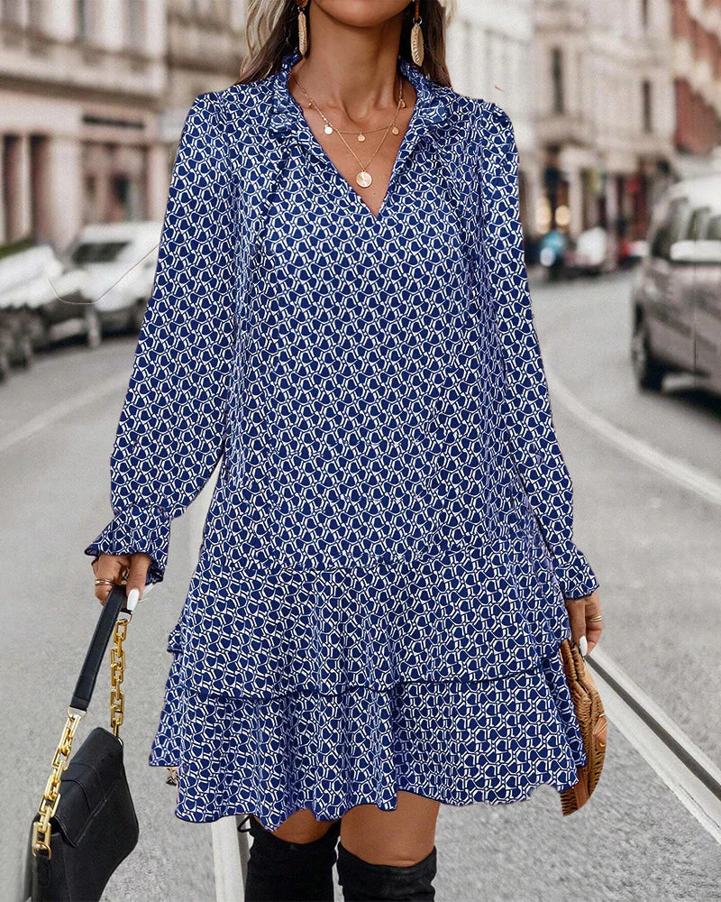 Print Long Sleeve Dress - Image 7