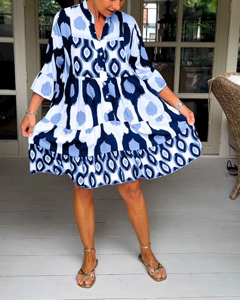 Lightweight Printed 3/4 Sleeve Dress - Image 10