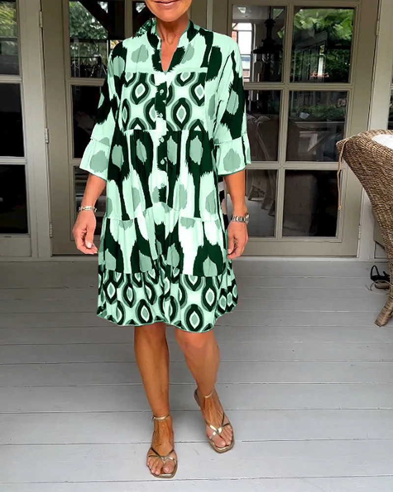 Lightweight Printed 3/4 Sleeve Dress - Image 12
