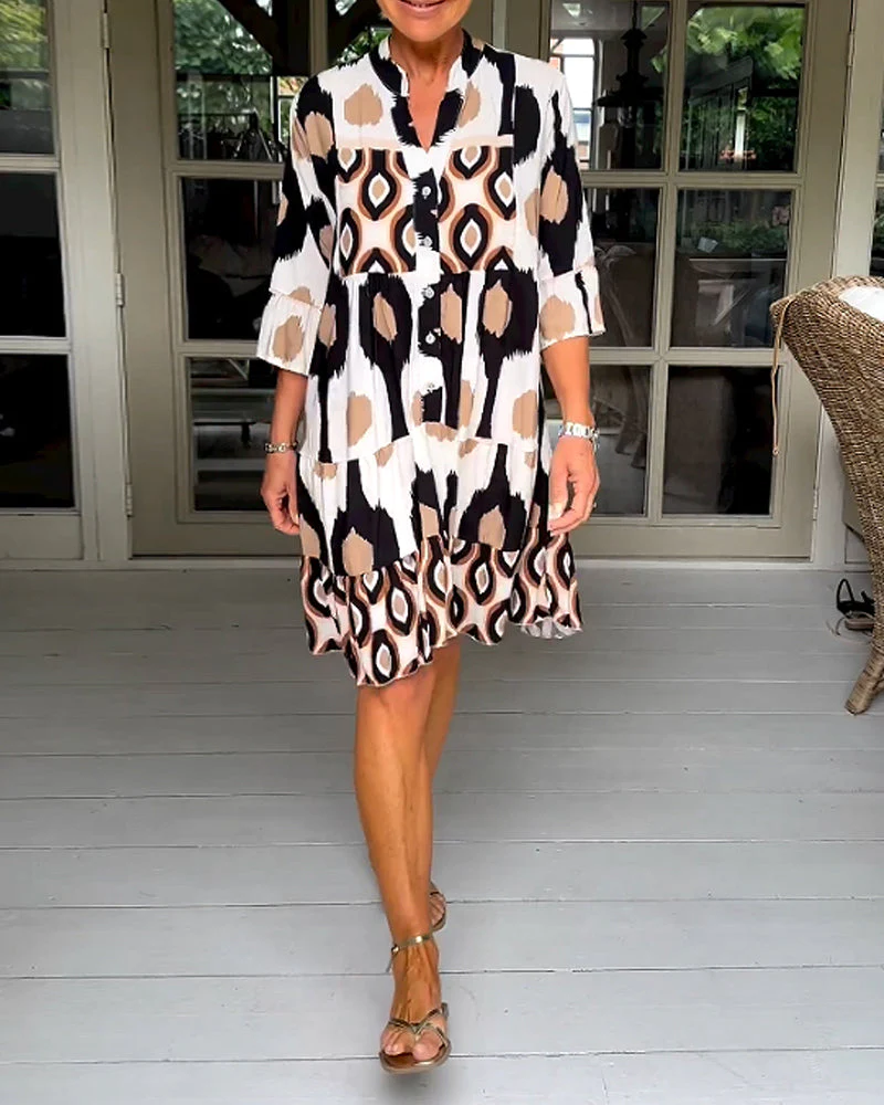 Lightweight Printed 3/4 Sleeve Dress - Image 14