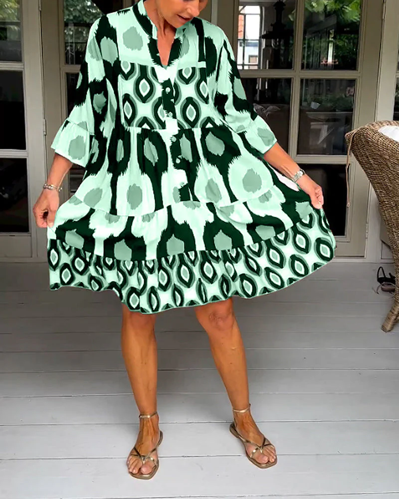 Lightweight Printed 3/4 Sleeve Dress - Image 21