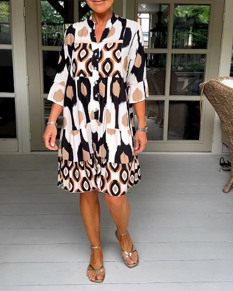 Lightweight Printed 3/4 Sleeve Dress - Image 25