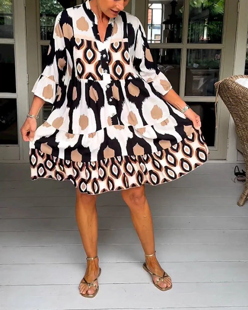 Lightweight Printed 3/4 Sleeve Dress - Image 27