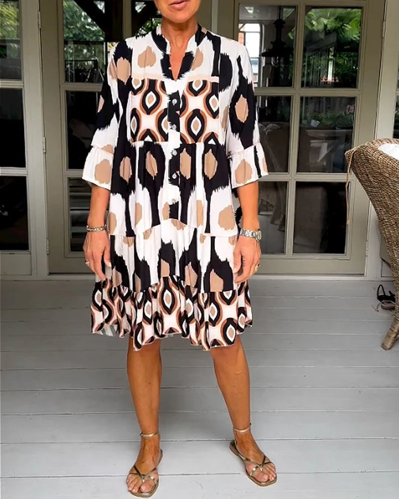 Lightweight Printed 3/4 Sleeve Dress - Image 30