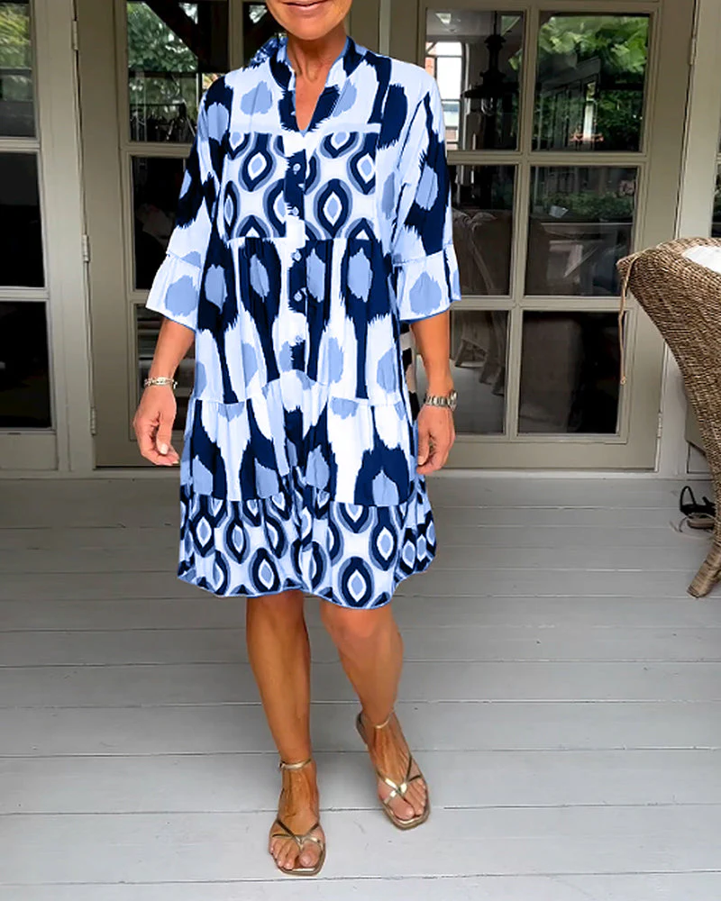 Lightweight Printed 3/4 Sleeve Dress - Image 34