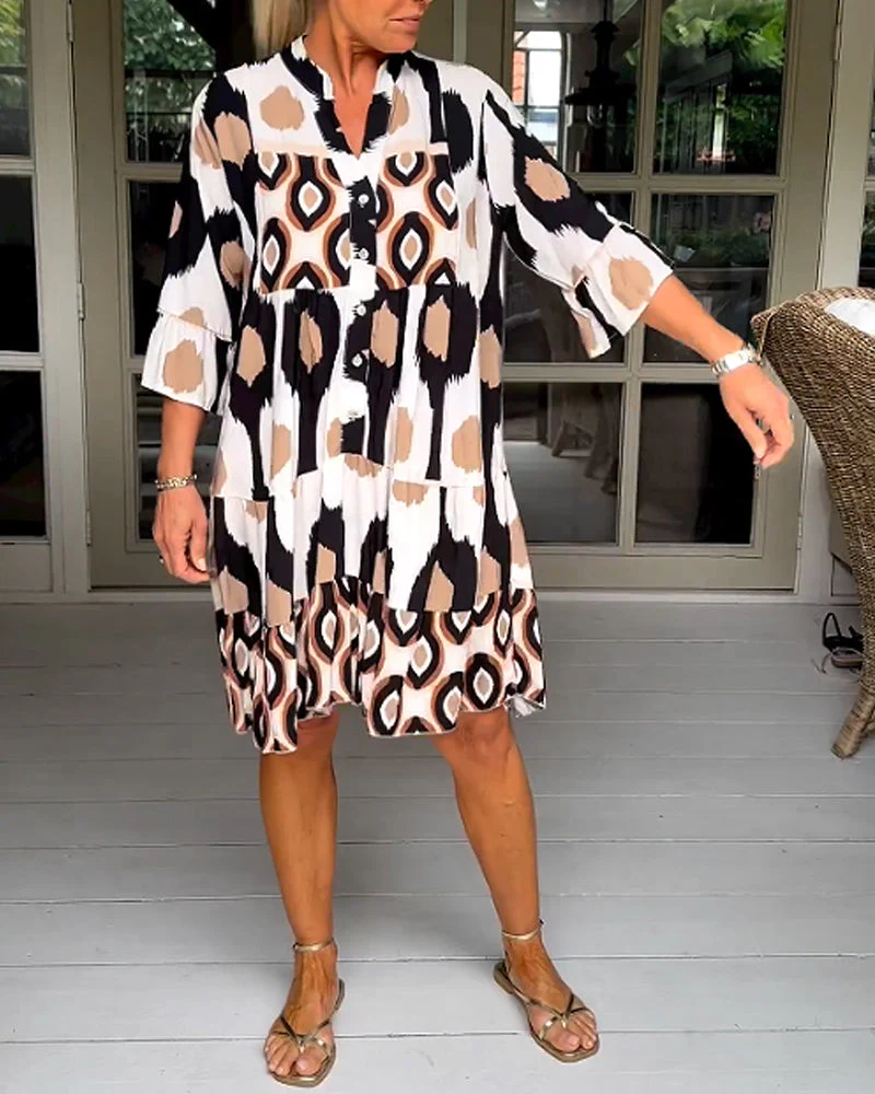 Lightweight Printed 3/4 Sleeve Dress - Image 6
