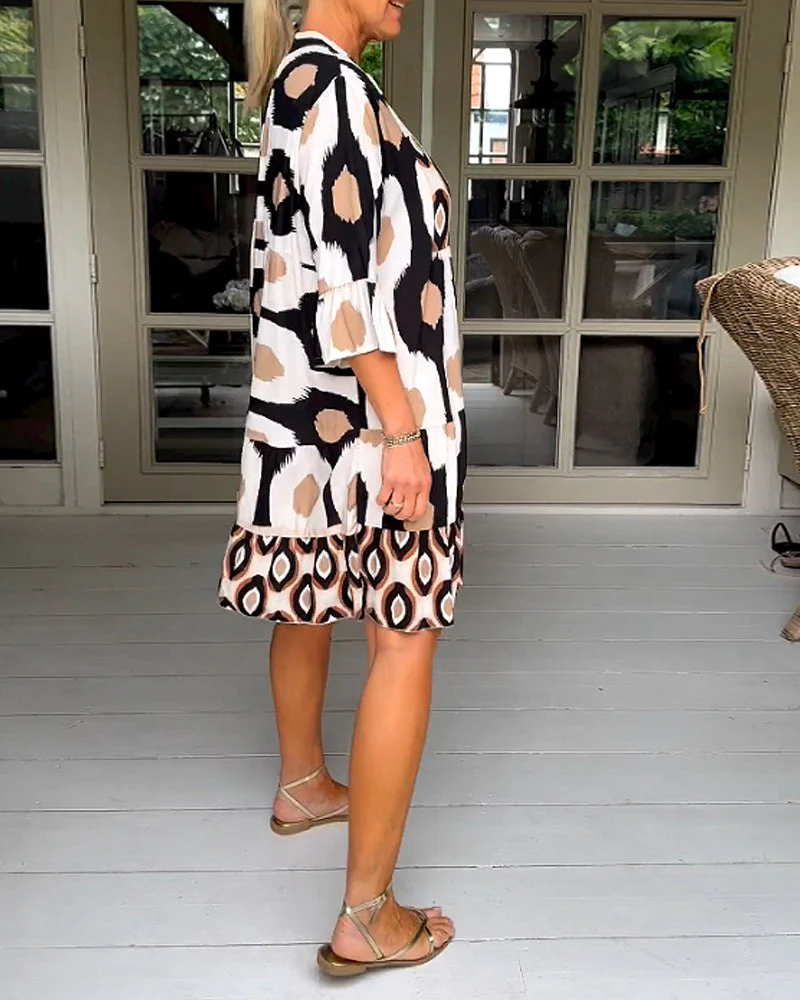 Lightweight Printed 3/4 Sleeve Dress - Image 8