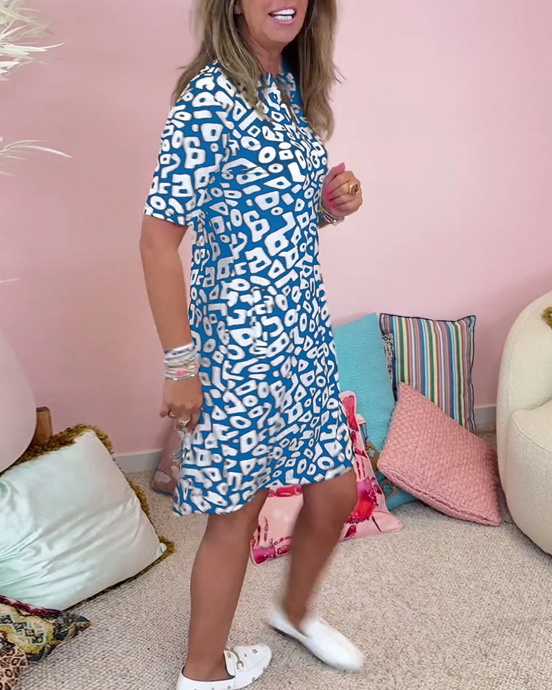 Printed pocket V-neck casual dress - Image 40