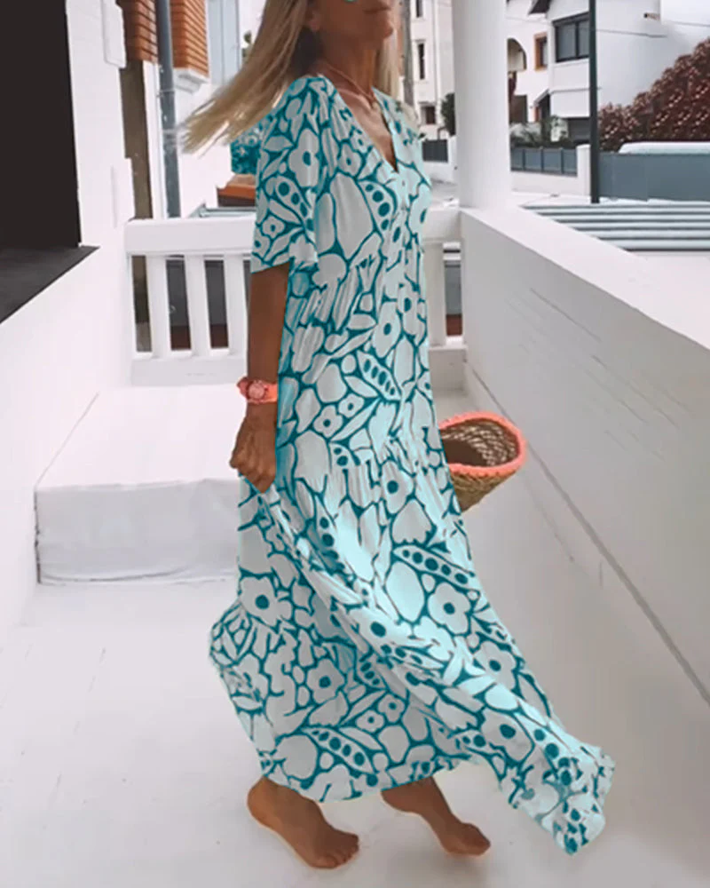 Printed v-neck loose dress - Image 27