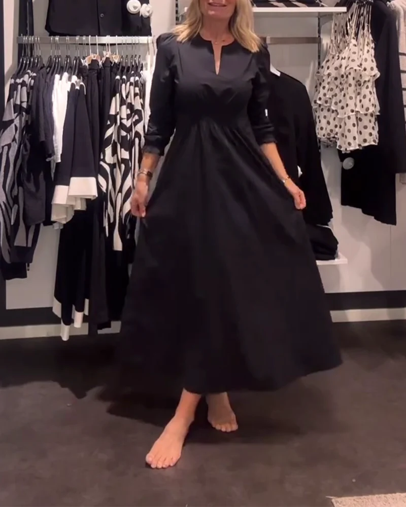 Puff Sleeve Waisted A-Line Dress - Image 10