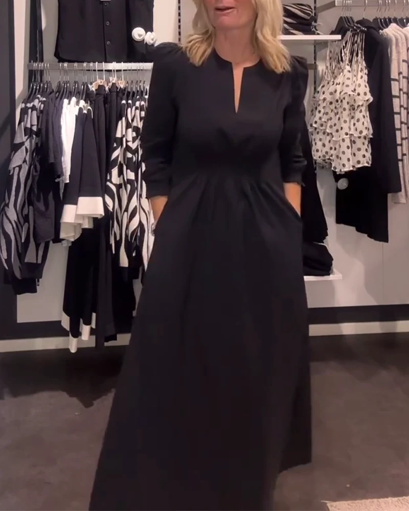Puff Sleeve Waisted A-Line Dress - Image 7