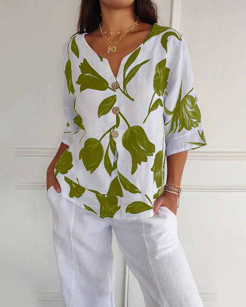 Relaxed Fit Floral Cotton Top - Image 11