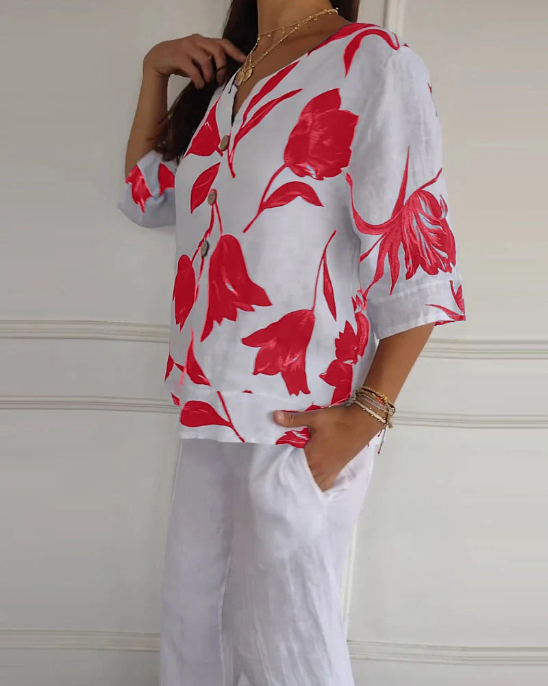 Relaxed Fit Floral Cotton Top - Image 15