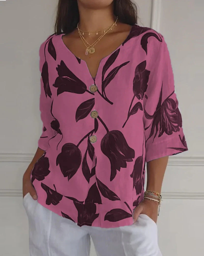 Relaxed Fit Floral Cotton Top - Image 17