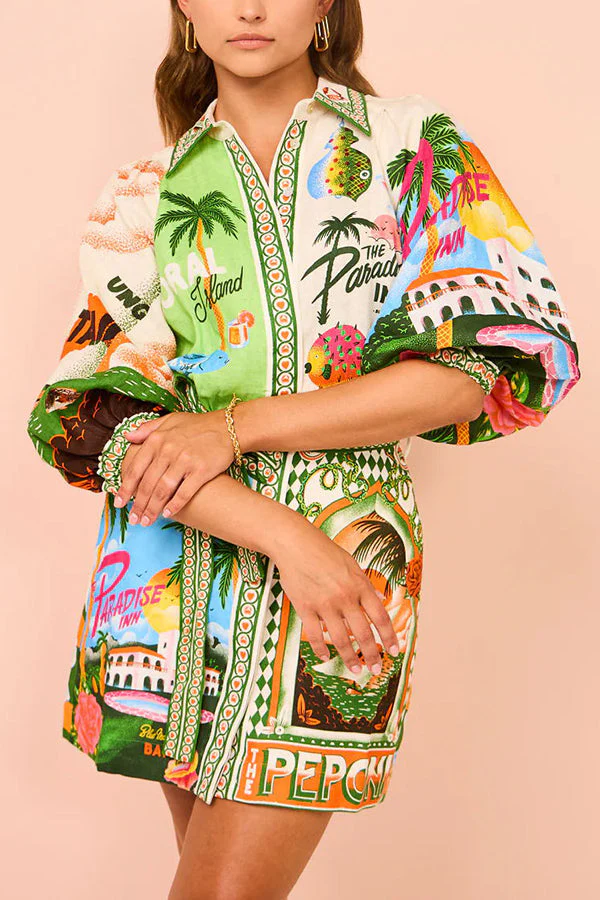 Relaxed Fit Mini Shirt Dress - Image 38