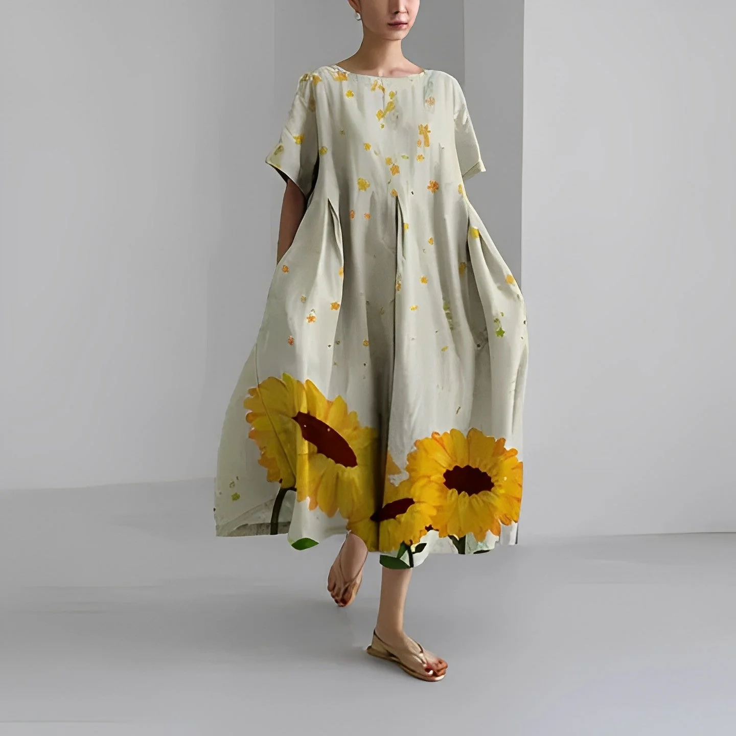 Retro Big Swing Loose Maxi Dress - Image 15