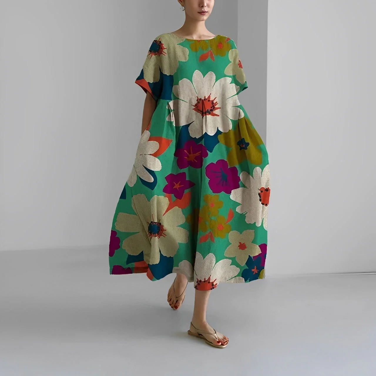 Retro Big Swing Loose Maxi Dress - Image 32