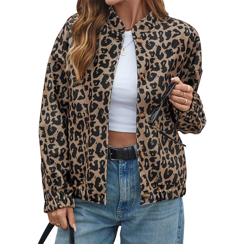 Retro Brown Leopard Print Long Coat - Image 10