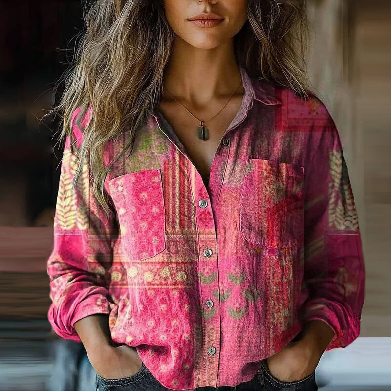 Retro Floral Print Blouse with Soft Fit - Image 8