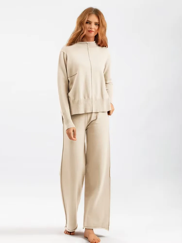 Roma™ - Knitted thick warm oversized sweater trousers set - Image 5