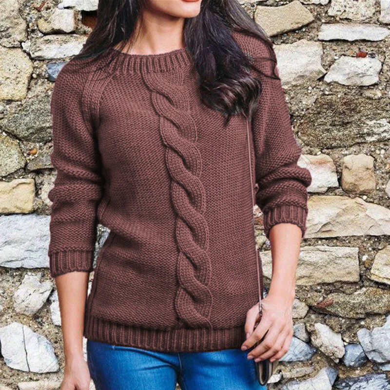 Rope Braided Details Round Neck Long Sleeve Sweater - Image 5