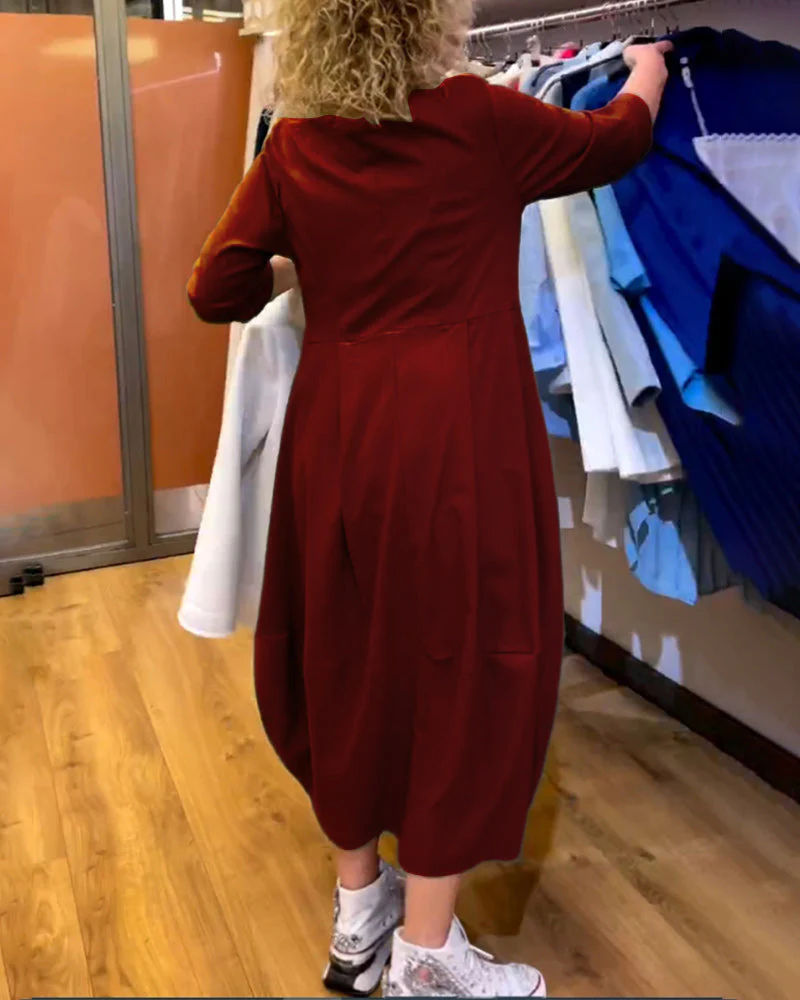 Round Neck 2/3 Sleeve Dress - Image 15