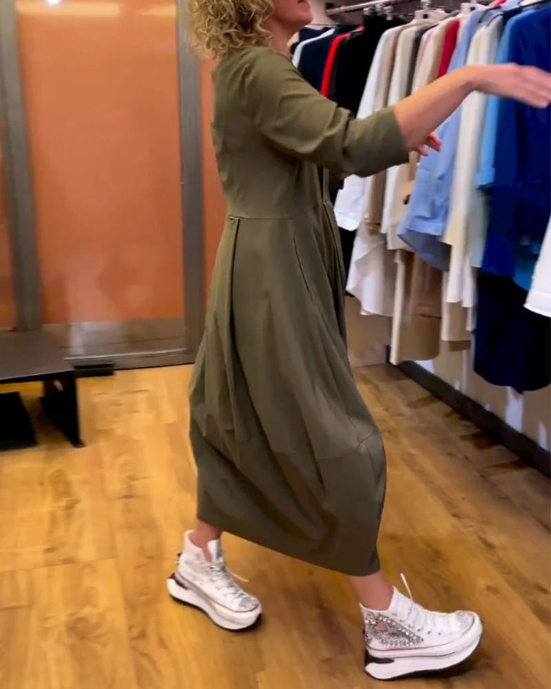 Round Neck 2/3 Sleeve Dress - Image 20