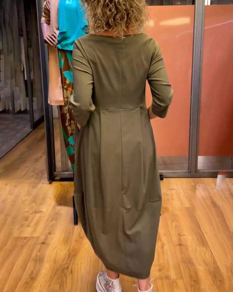 Round Neck 2/3 Sleeve Dress - Image 9