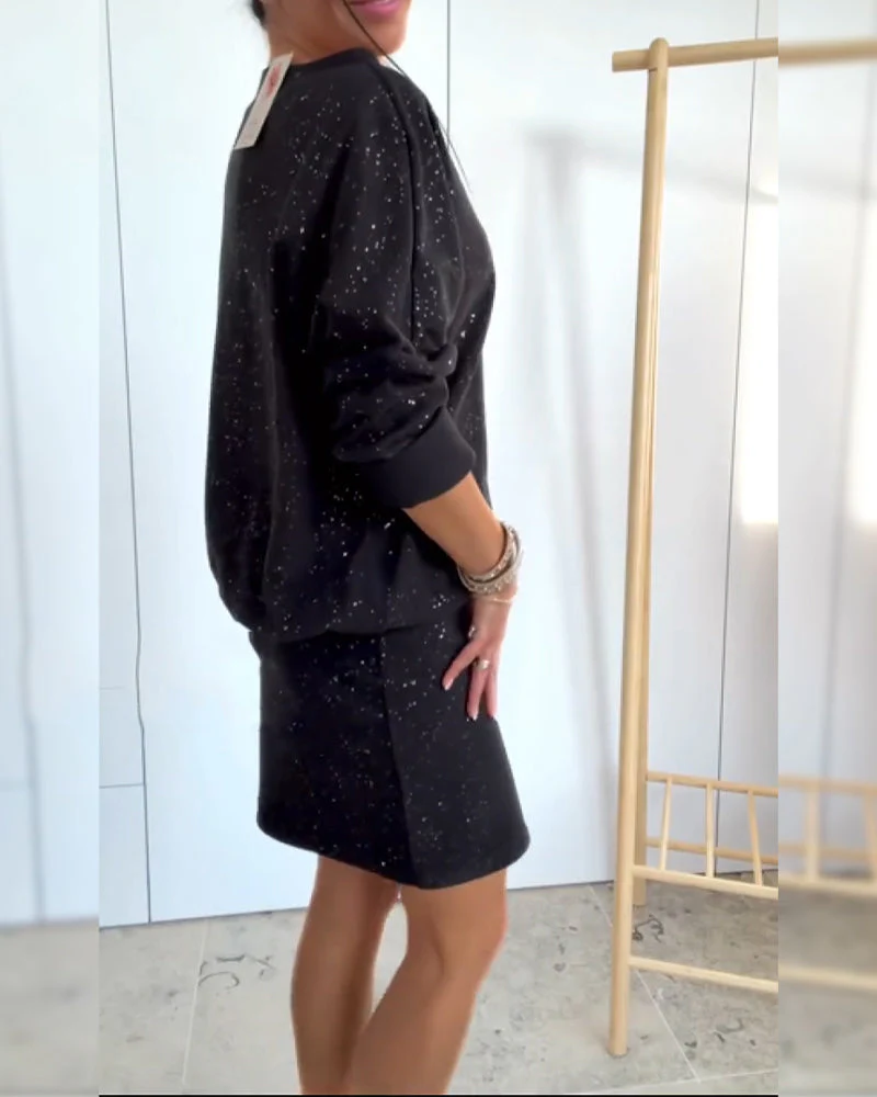 Round Neck Fine Glitter Fashion Dress - Image 15