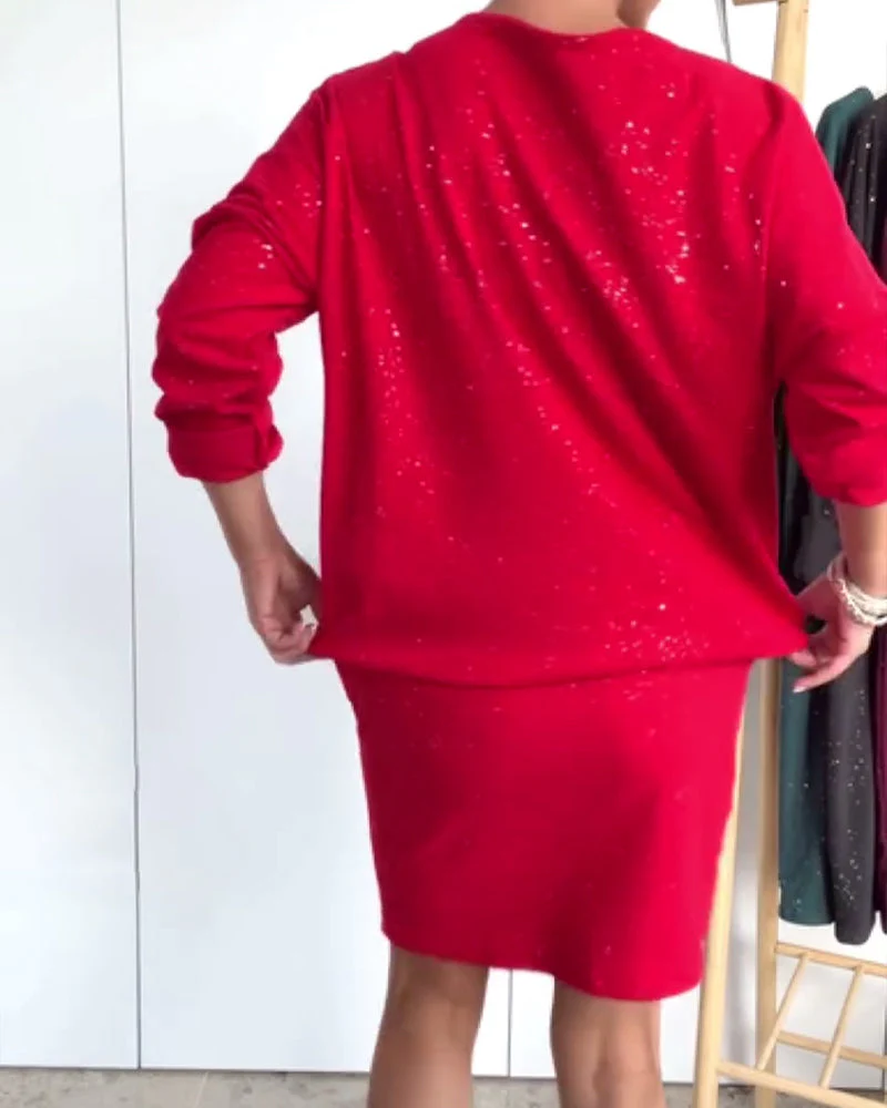 Round Neck Fine Glitter Fashion Dress - Image 25