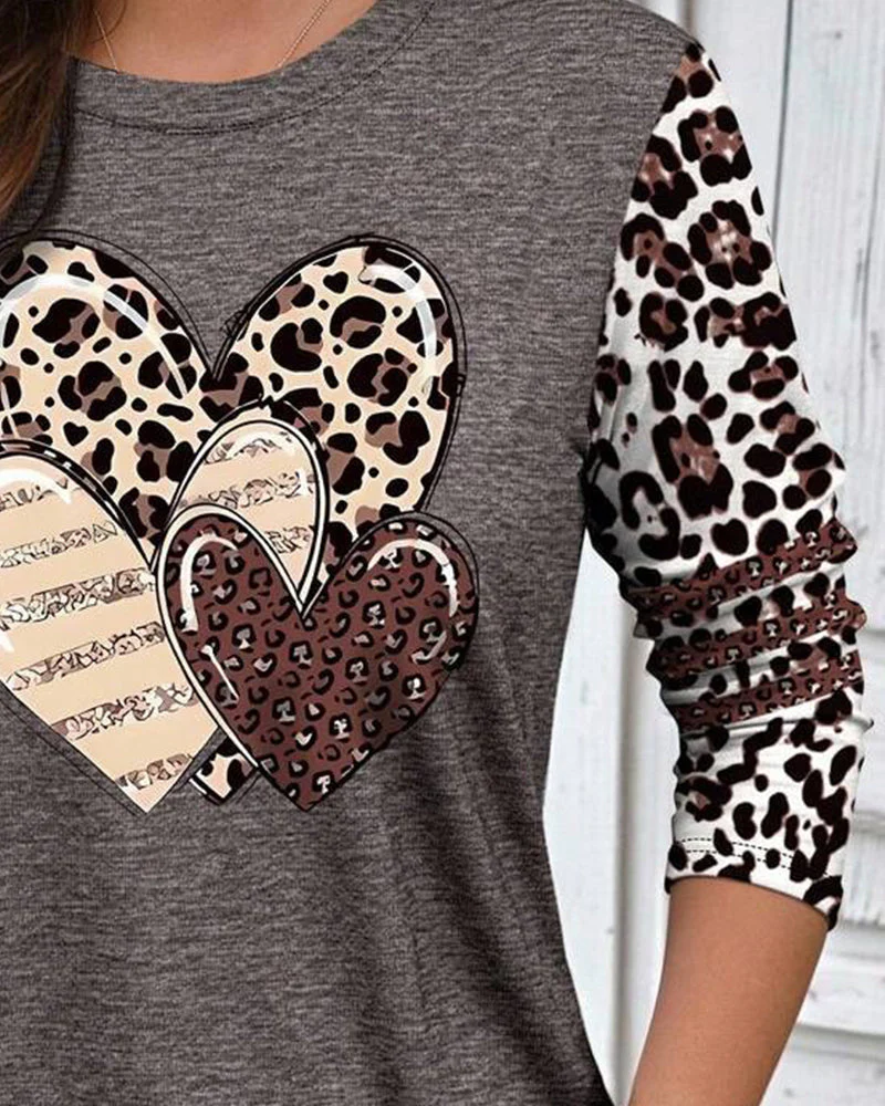 Round Neck Leopard Print Long-Sleeved Top - Image 4