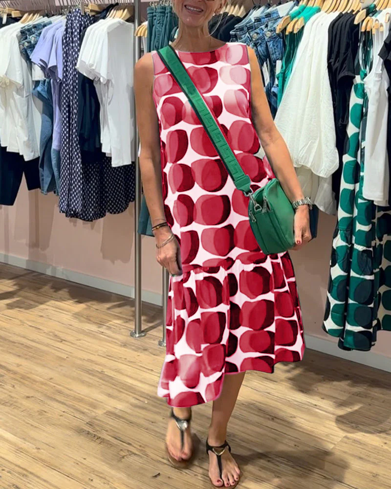 Round Neck Sleeveless Printed Dress - Image 13