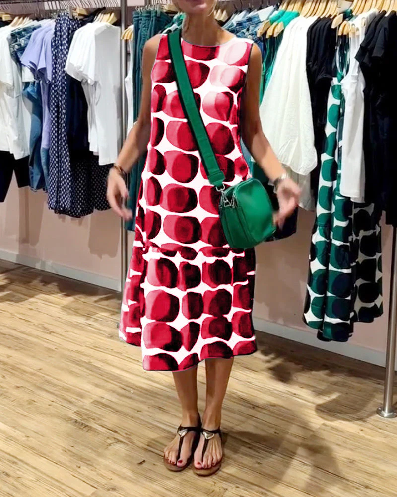 Round Neck Sleeveless Printed Dress - Image 14