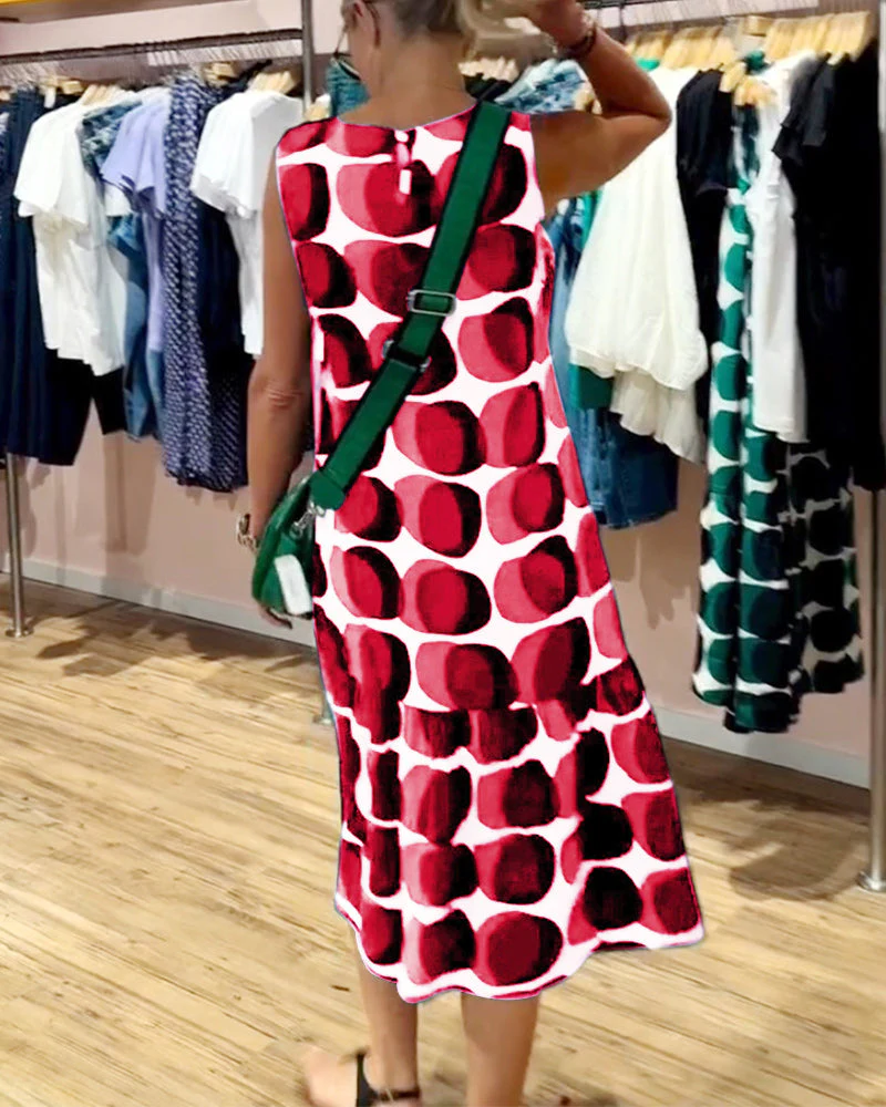 Round Neck Sleeveless Printed Dress - Image 15
