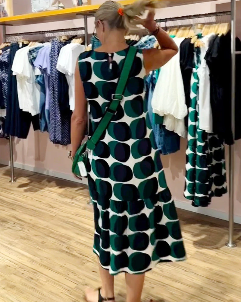 Round Neck Sleeveless Printed Dress - Image 20