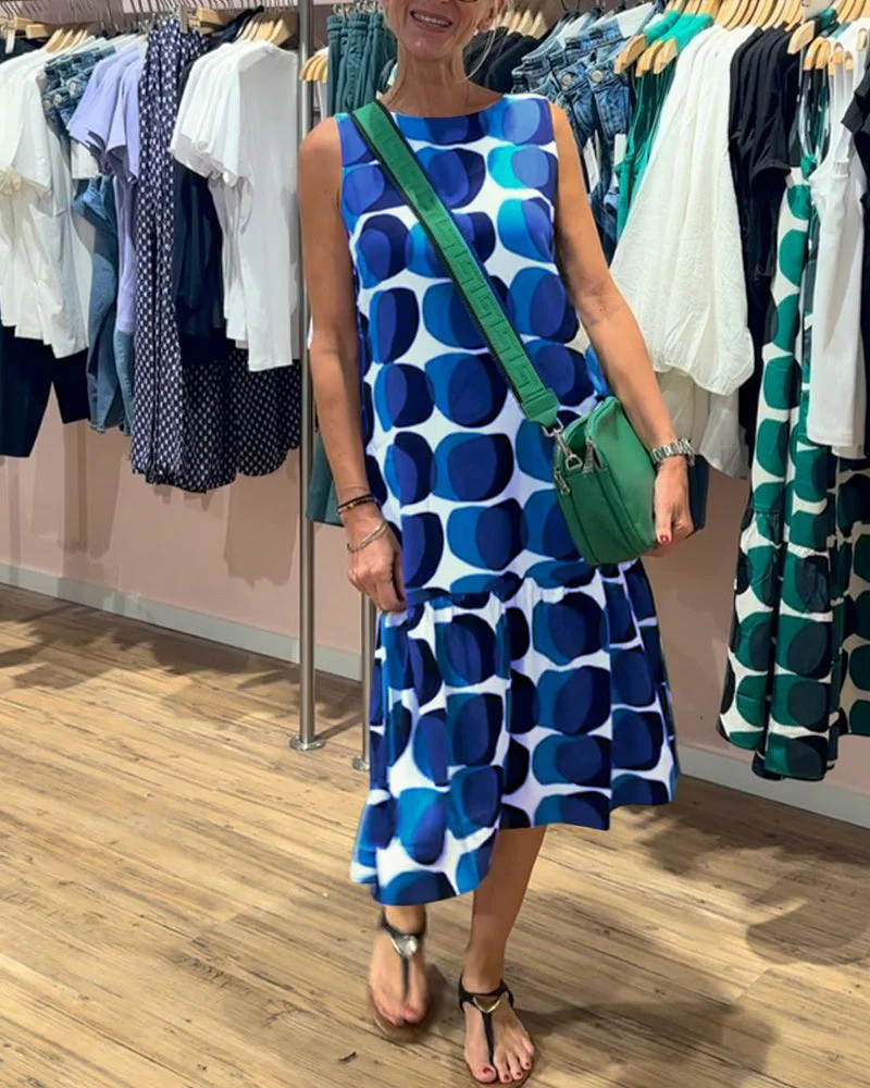 Round Neck Sleeveless Printed Dress - Image 21