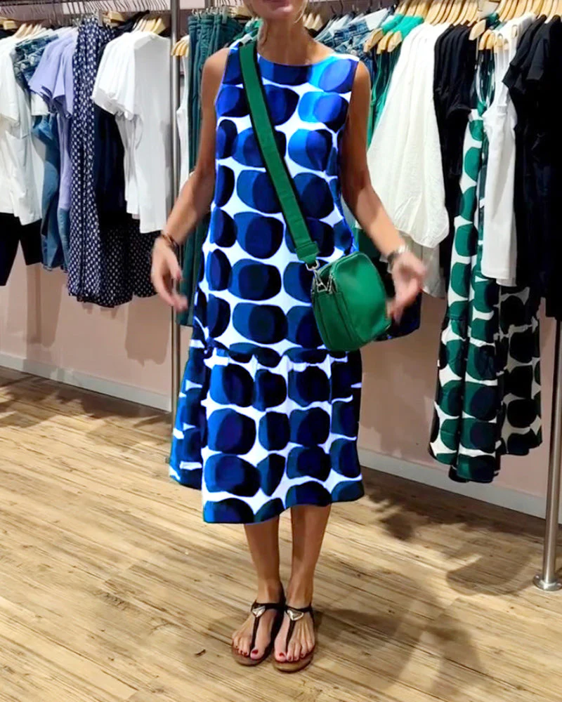 Round Neck Sleeveless Printed Dress - Image 22