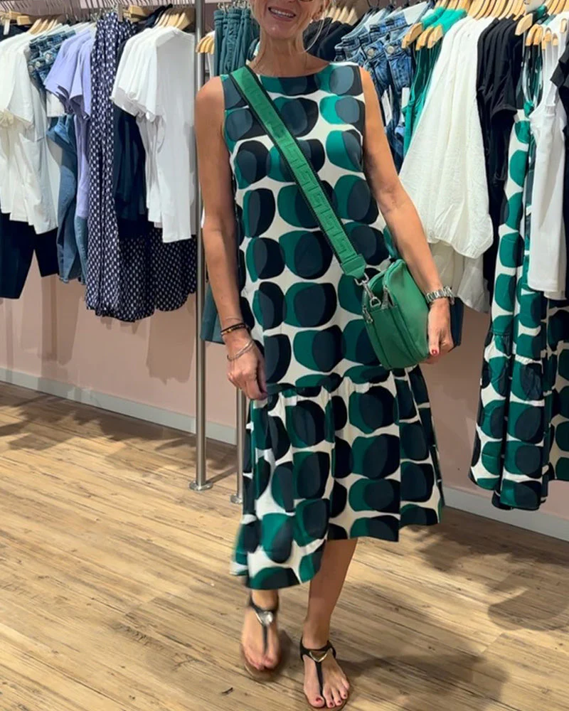 Round Neck Sleeveless Printed Dress - Image 26