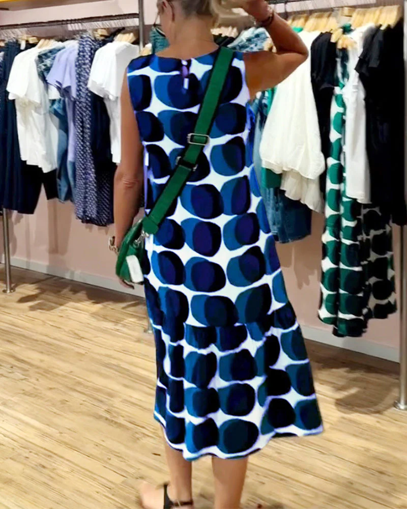 Round Neck Sleeveless Printed Dress - Image 33