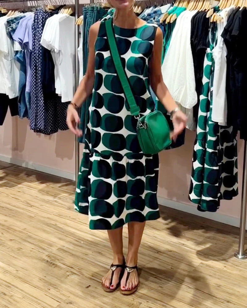 Round Neck Sleeveless Printed Dress - Image 8