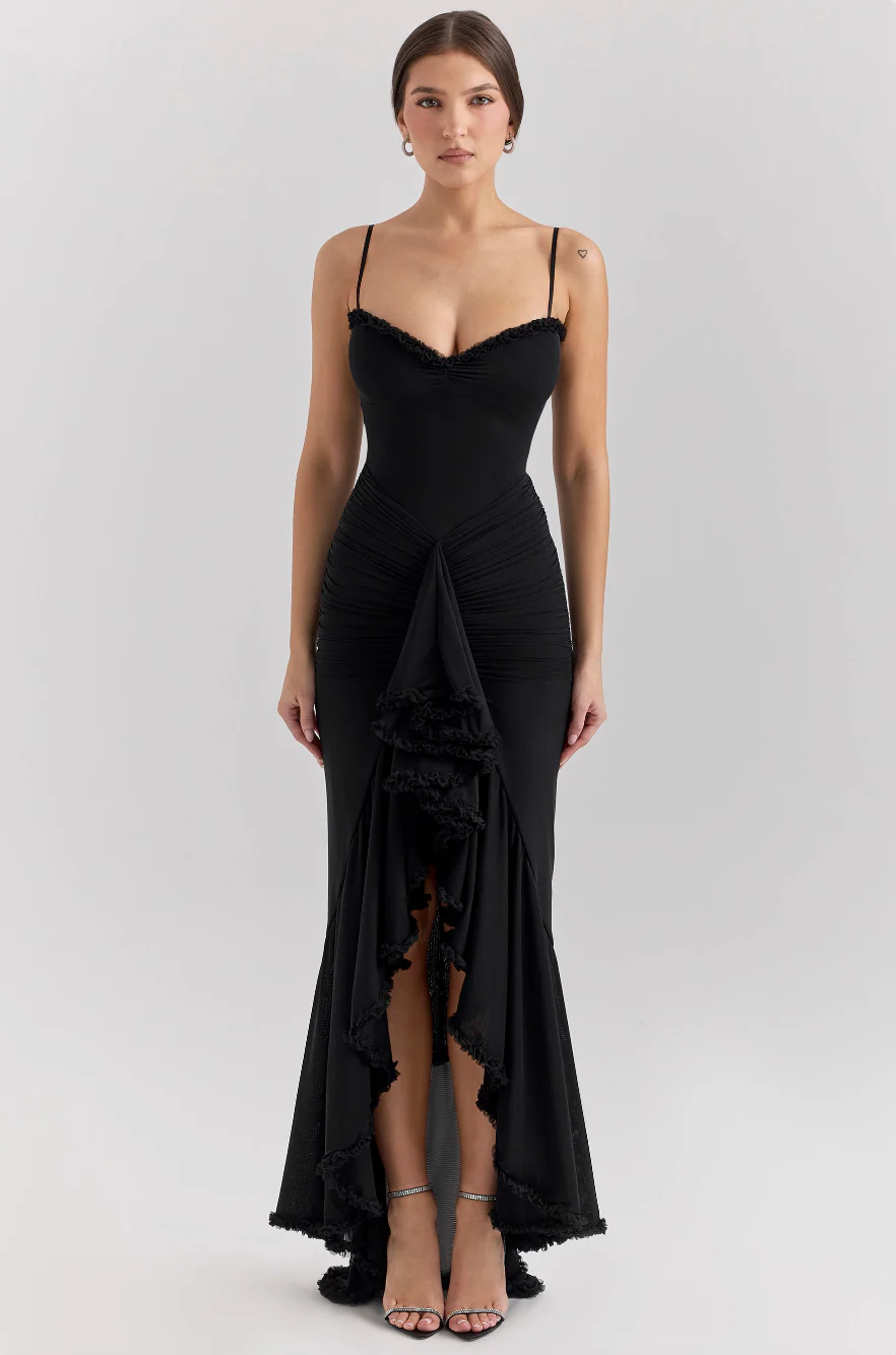 Ruched Ruffle Dovetail Party Dress - Image 24