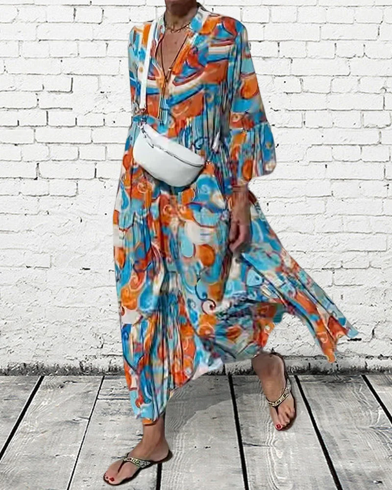 Ruffled sleeve v-neck dress - Image 3