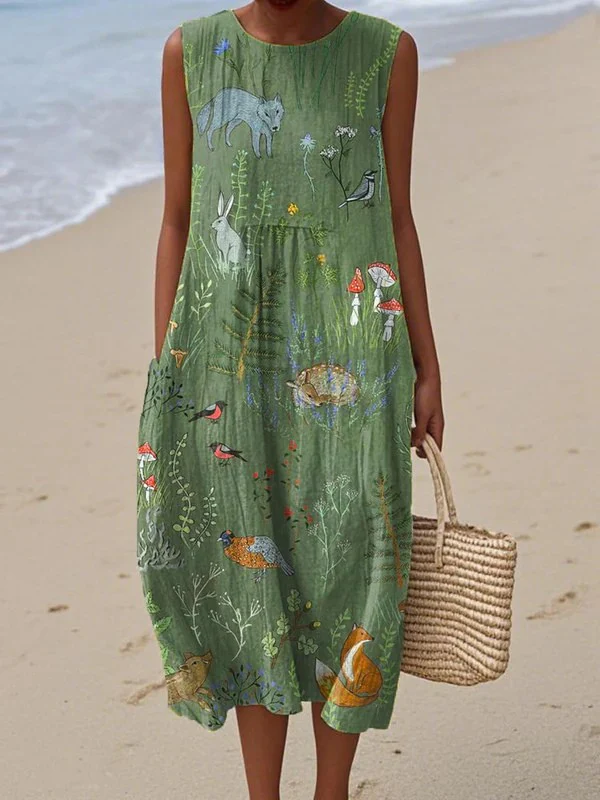 Rustic Woodland Style Midi Dress