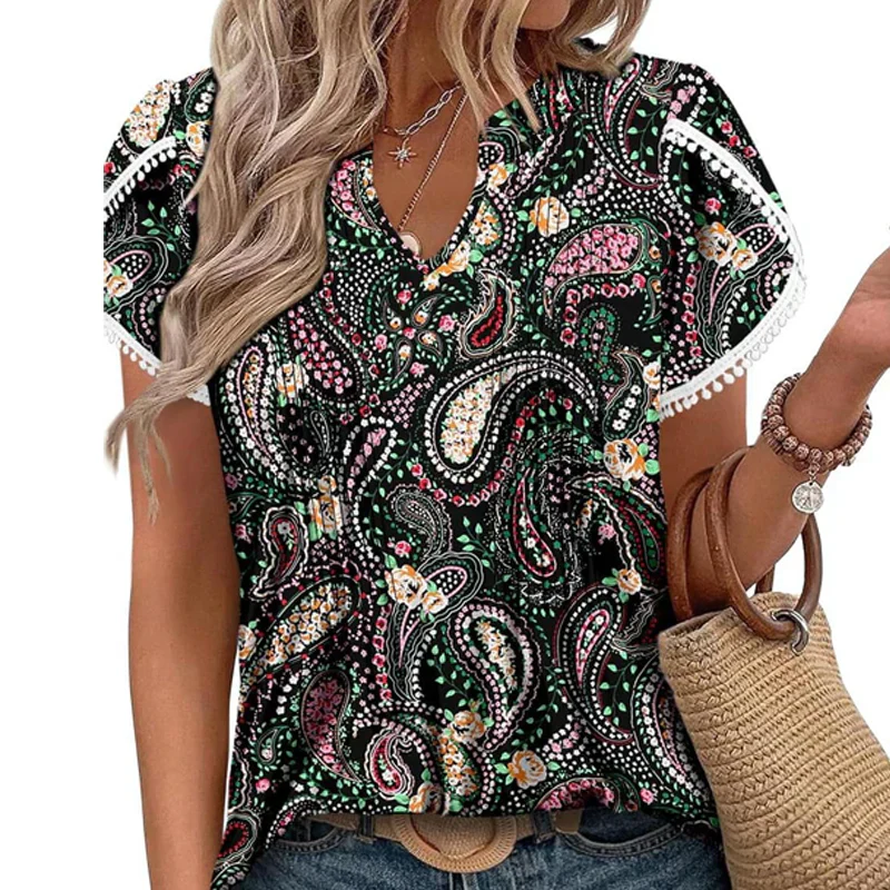 Short Sleeved Printed Tunic Top for Women - Image 2