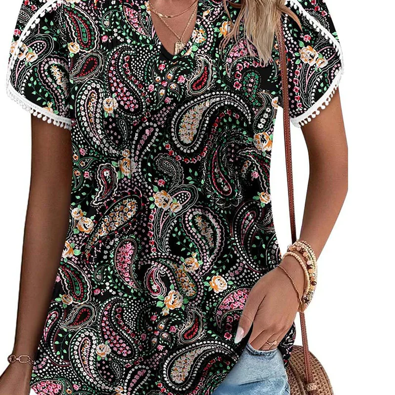 Short Sleeved Printed Tunic Top for Women - Image 3