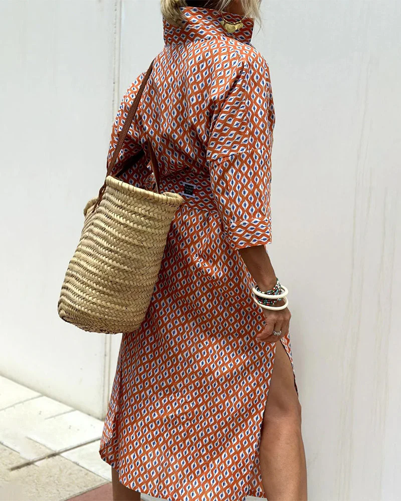 Side-Slit Shirt Dress - Image 3