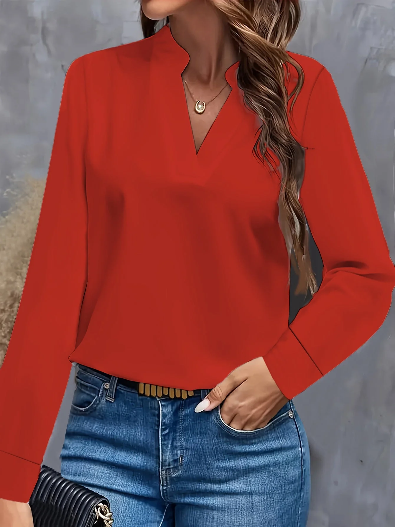 Silky Elegant V-Neck Office Blouse - Image 7