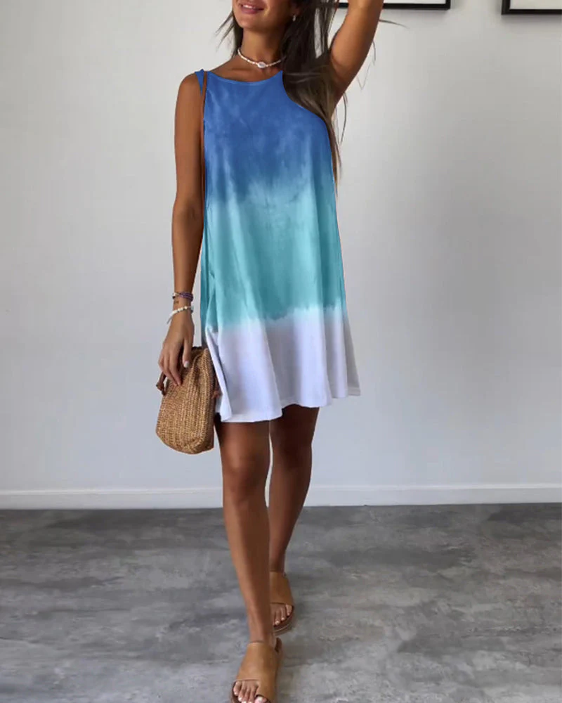 Sleeveless color block casual dress - Image 27