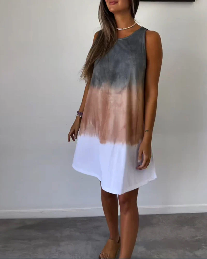 Sleeveless color block casual dress - Image 4