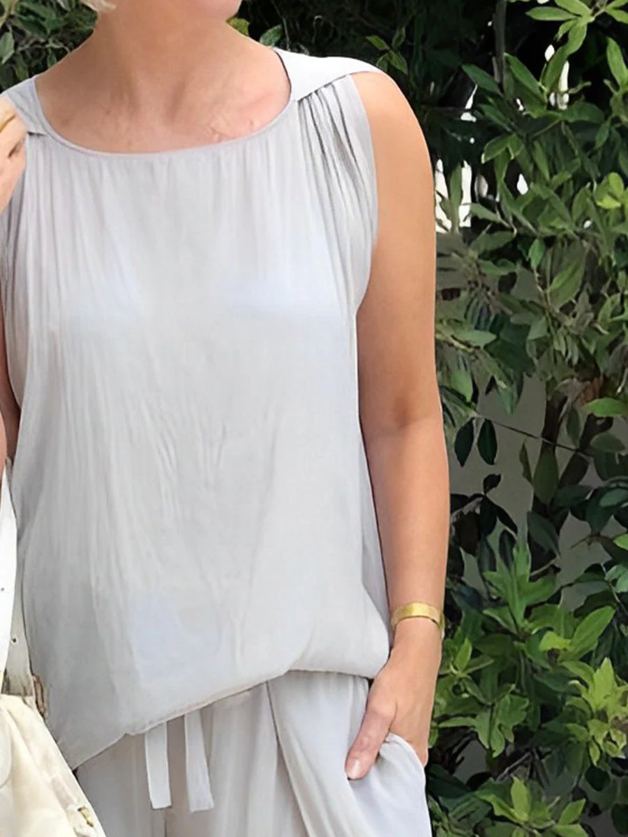 Sleeveless Loose Cropped Two-Piece Set - Image 4